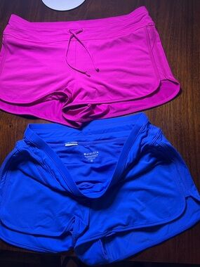 Athleta Royal Blue and Magenta Athletic Shorts Set